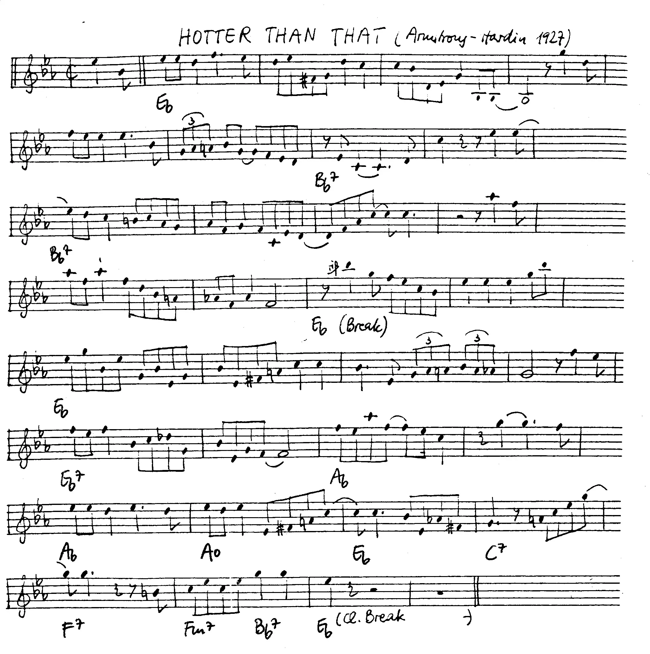 hotter than that free jazz leadsheet - Courtesy of the Jungle Jazz Band